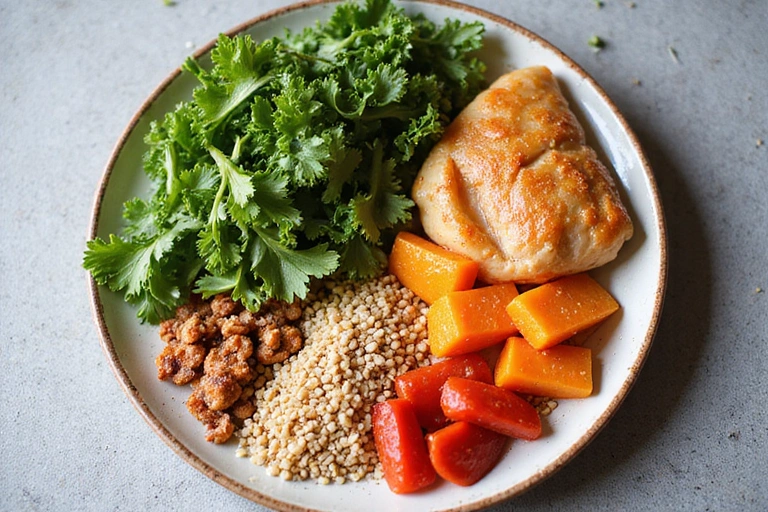 A balanced meal with fresh ingredients, representing holistic nutrition.